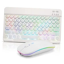 Bluetooth Keyboard and Mouse Combo for iPad - Rechargeable Wireless white