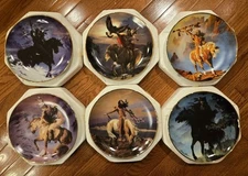 Franklin Mint Native American Spirit Plates by Hermon Adams, Set of 6 in Org Box