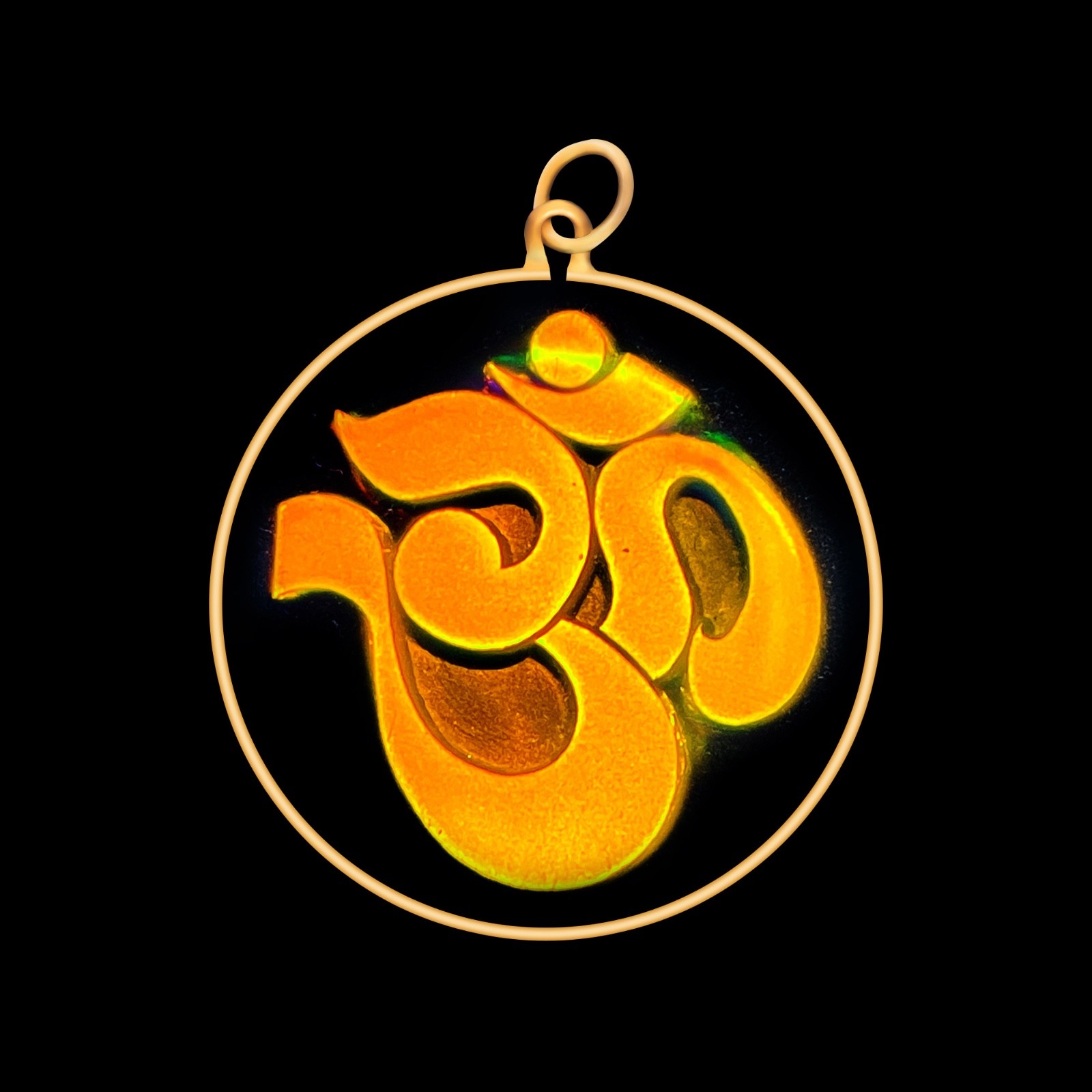 9ct Gold Hologram Pendant - Om Hindu Symbol (Medium) - No Chain
