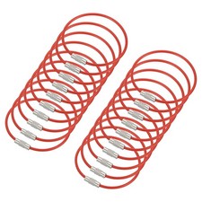 20Pack Wire Keychain Cable, 150mm/6 Inch Stainless Steel Key Ring Loop Red