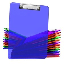 25 Transparent Colored Clipboards Bulk for Classroom Office Plastic Clipboard