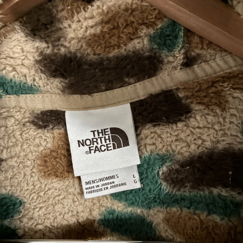 North Face Campshire Camo Pullover Hoodie Mens L Sherpa Fleece 1/2 Zip Gorp RARE - Image 4 of 4