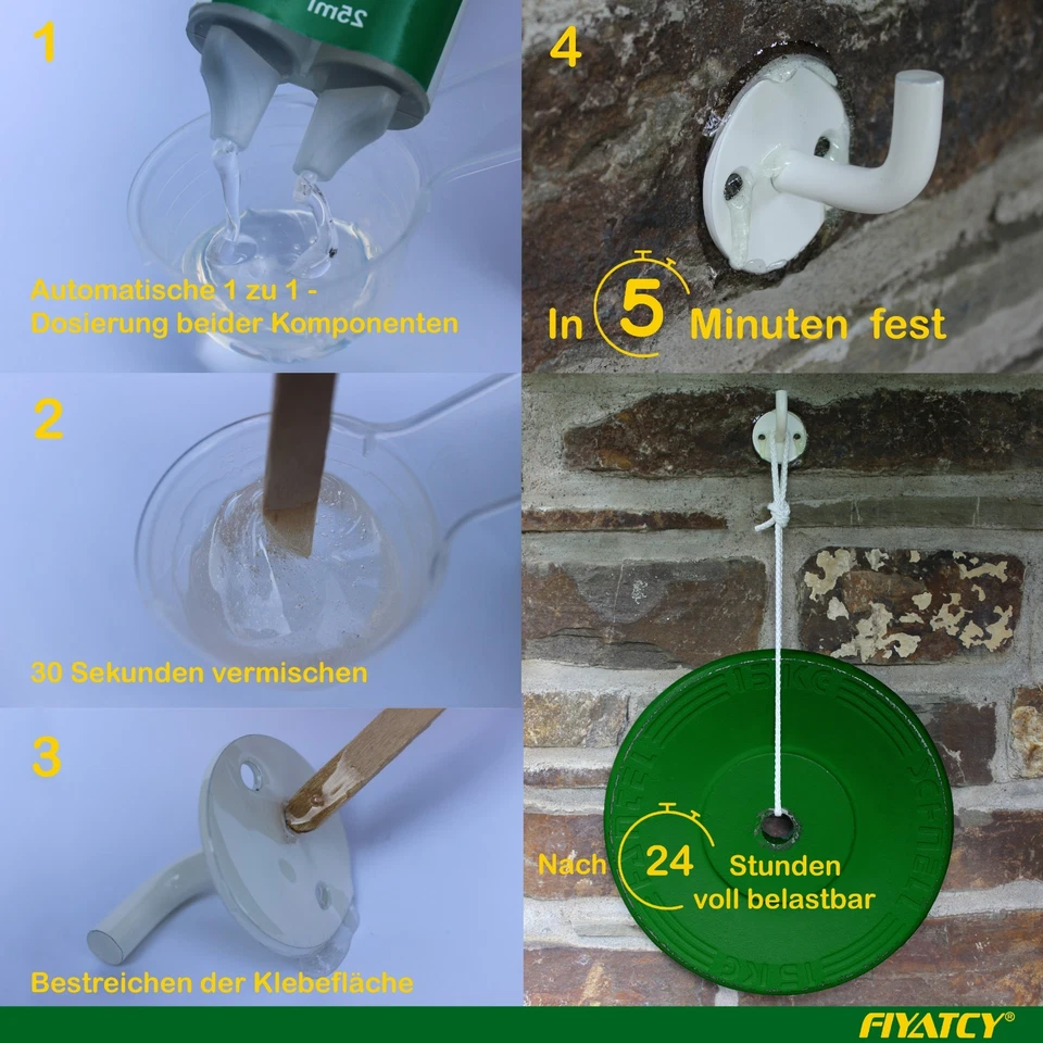 5-Minuten Epoxy Epoxidharz Epoxykleber 2 Komponenten Kleber Schnellkleber - Bild 4 von 4