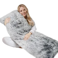 Fuzzy Body Pillow Cover, 54"x20" Fluffy Plus Faux Fur Decorative Pillowcase w...