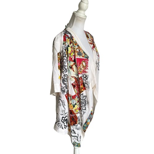 Citron Open Front Kimono Top Size 1X 100% Silk - Picture 5 of 9
