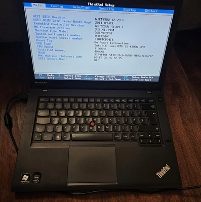 Lenovo ThinkPad T440 14in Core i5-4300U 4GB SSD Win 10(