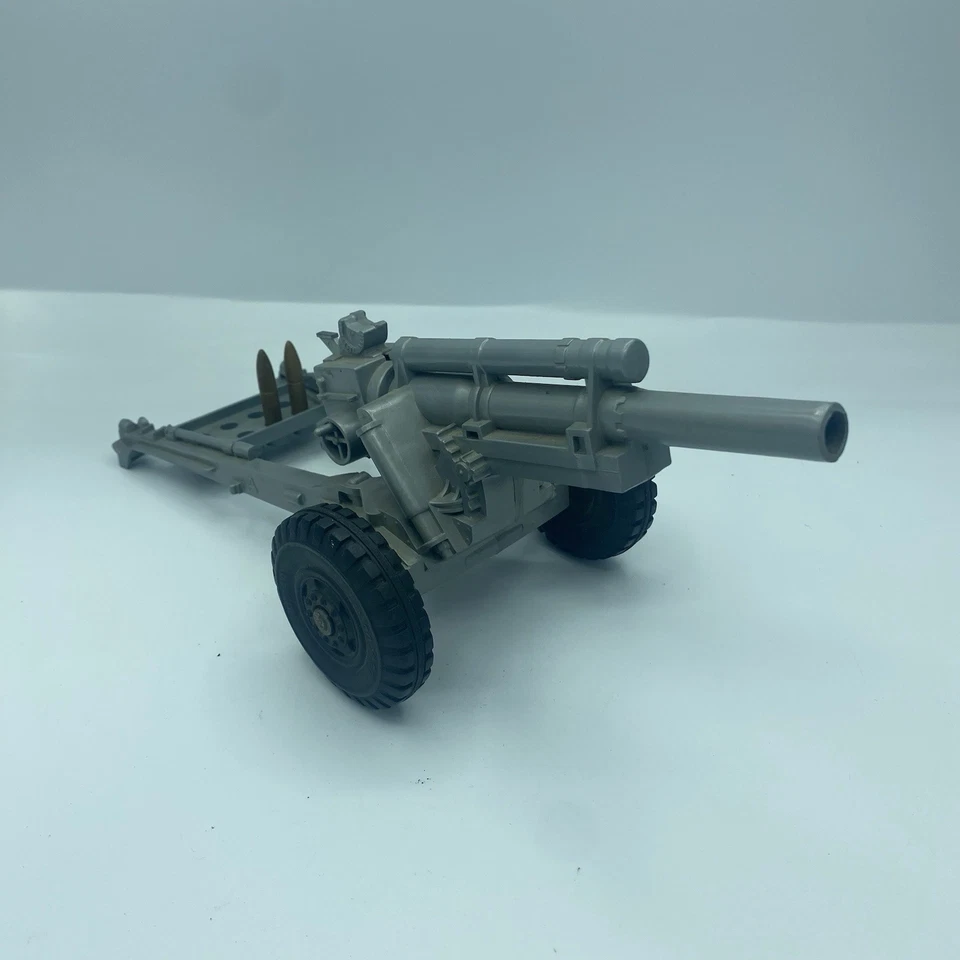 Cañón obús gris Lumar de colección Marx Toys 12" de largo funcionando con balas Foto 3 de 4