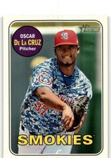 2018 TOPPS HERITAGE MINOR LEAGUE OSCAR DE LA CRUZ TENNESSEE SMOKIES #83
