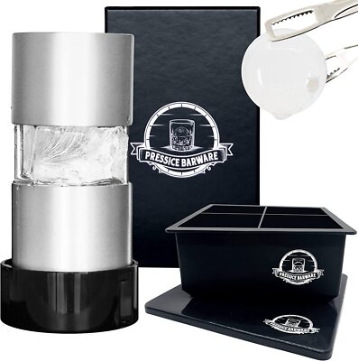 Pressice Barware Ice Ball Press - Effortlessly Make Giant 2.3'' Ice Balls