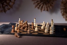 Set scacchiera in pelle unica