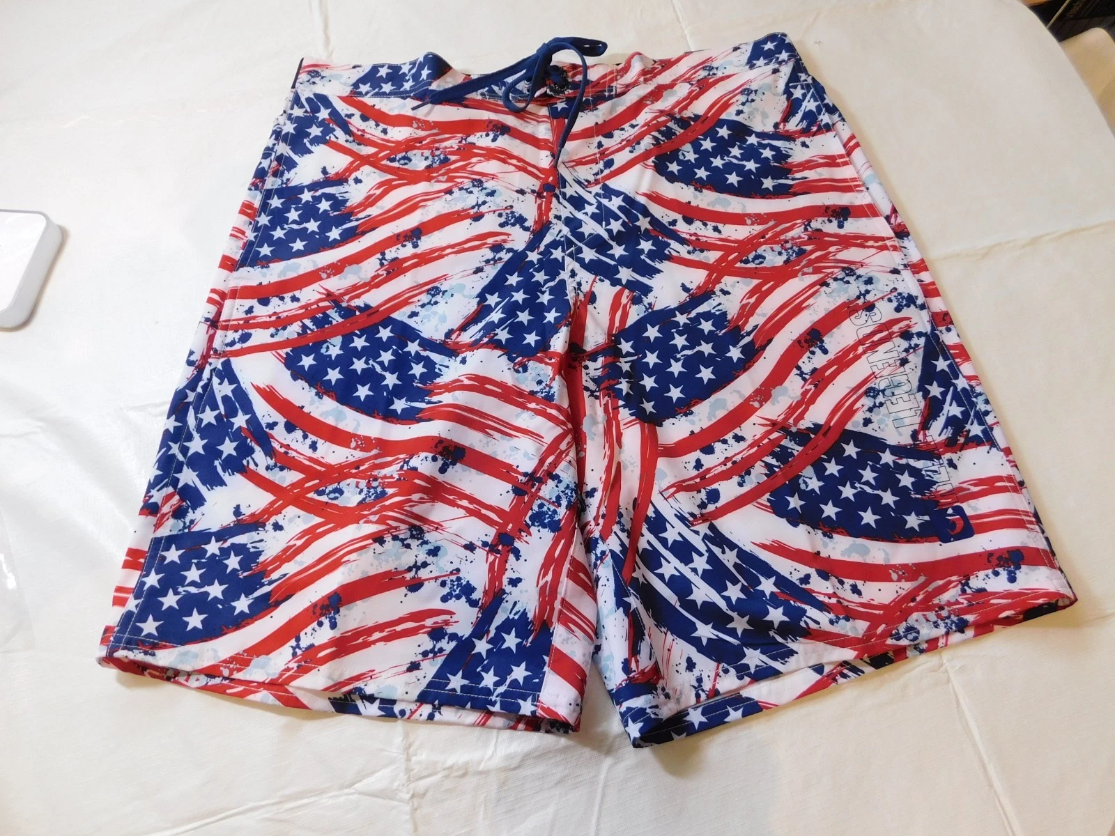 Reel Legends Mens Board Shorts swim UPF30 Moisture Wicking XXL Painted Flags
