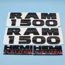 For 2013-2018 RAM 1500 5.7 Liter HEMI Fender Tailgate Emblem Badge Gloss Black