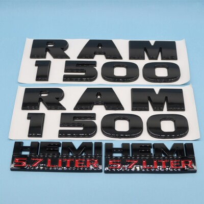 #ad #ad For 2013 2018 RAM 1500 5.7 Liter HEMI Fender Tailgate Emblem Badge Gloss Black $37.59