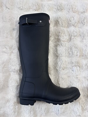 Hunter Original Tall WFT1000RMA Womens Black Pull On Rain Boots Size 7 M