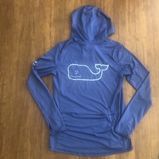 Vineyard Vines Shirt Performance Hoodie Blue Women XS X-Small Whale Long Sleeve