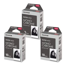 Fujifilm Instax Mini Monochrome Film 10 Exposures Credit Card Sized 3 Pack