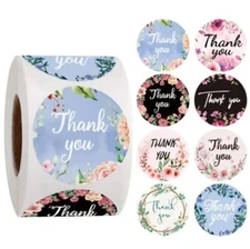 STICKERS x 500 THANK YOU Flowers Floral Roses Label Sticker Cute Sticker 