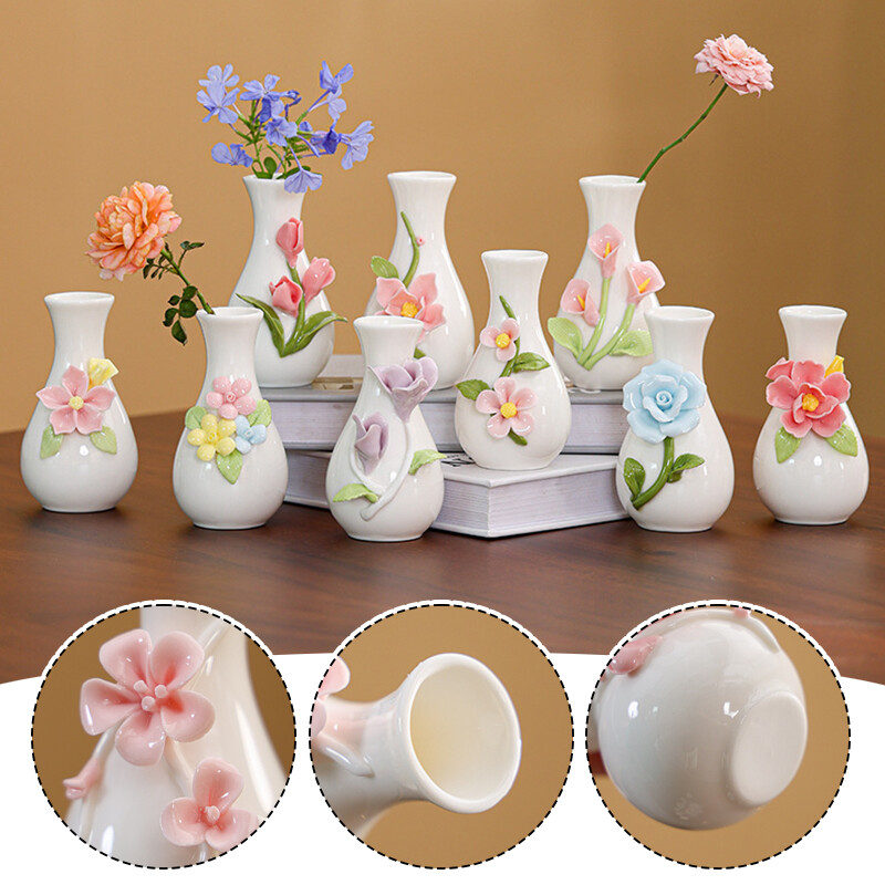 Handmade Flower Vases Ceramic Mini Flower Inserted DIY Flower Bottle Home  Decor