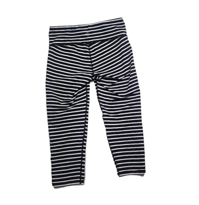 Athleta Womens S Mid Rise Chaturanga Crop Leggings Black and White Striped 