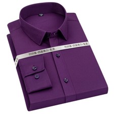 Men's Dress Shirts Formal Business Long Sleeves Stretch Casual Shirts 9 Colors