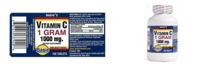 SM Basic's Vitamin C Tab 1gram (1m Mg)