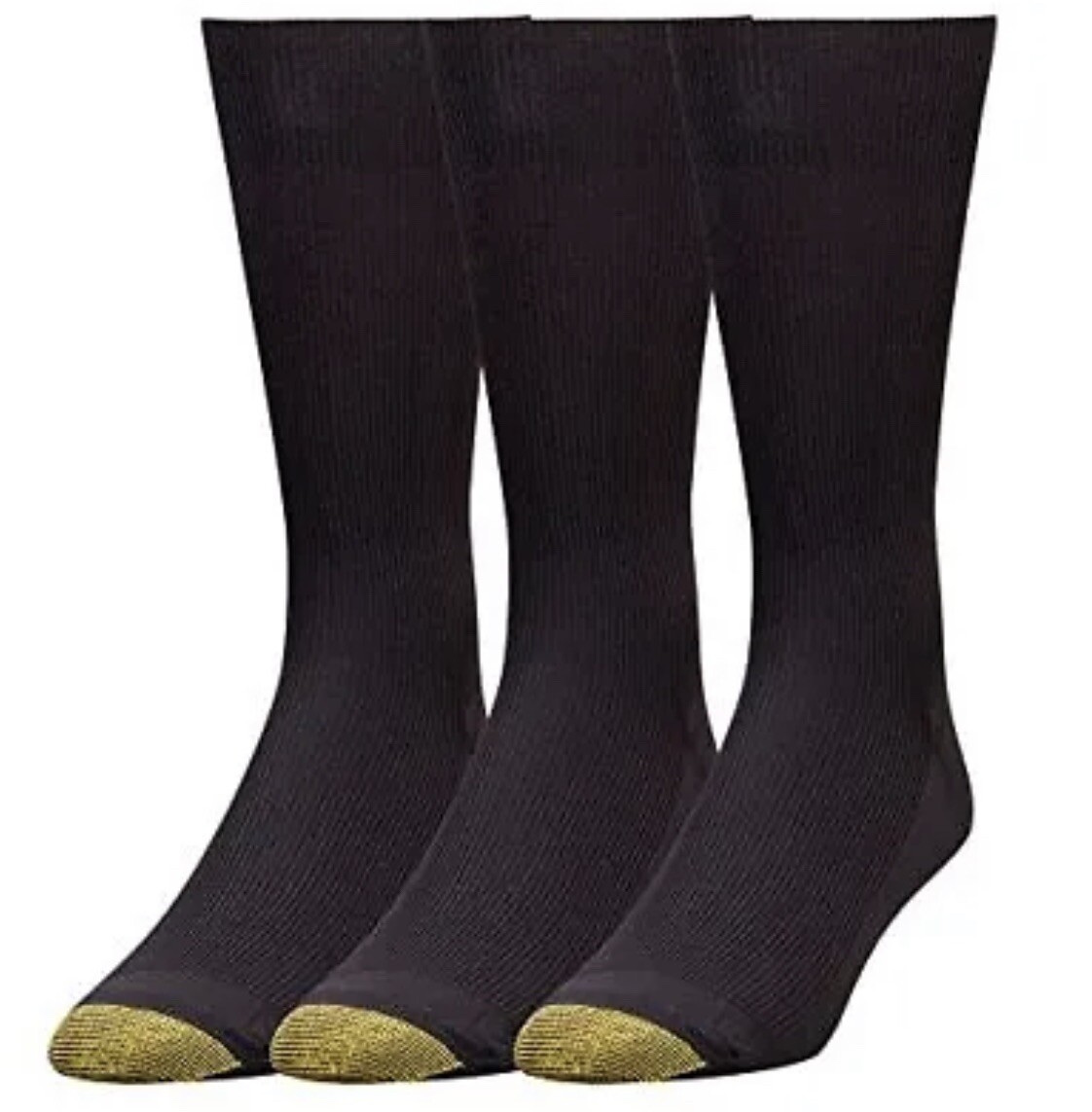 Men's Gold Toe Metropolitan Crew Dress Socks, 3-Pairs, Black, Large