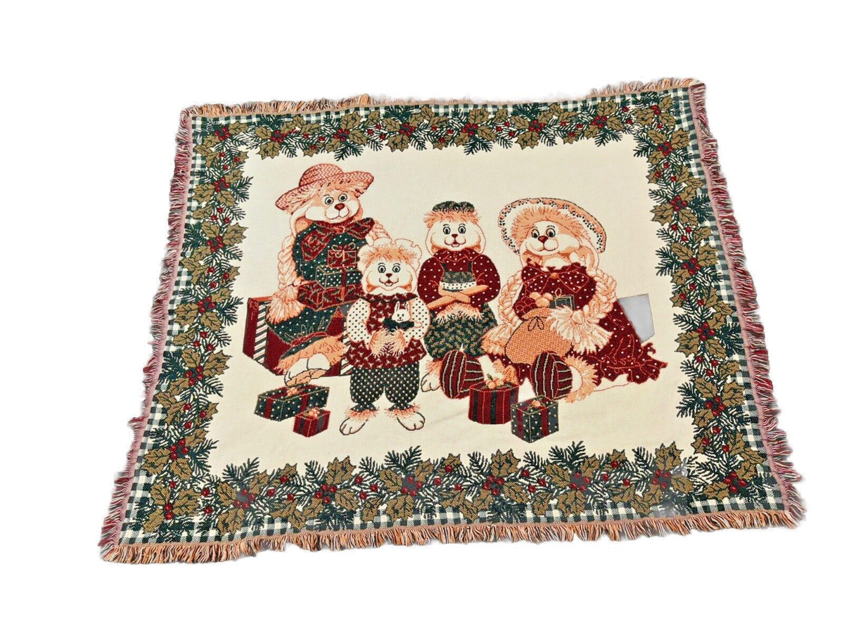 【90s】USA Goodwin Weavers タペストリー　ヴィンテージラグ Vtg Goodwin Weaver Tapestry Fringe Throw Blanket 60x48 USA