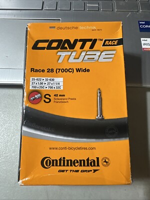 Continental 42mm Presta Valve Tube, Black, 700 x 25-32cc (Race 28)