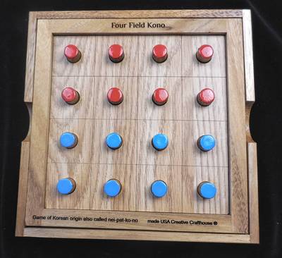 Four Field Kono    Korean two player strategy game.  Also called nei-pat-ko-no