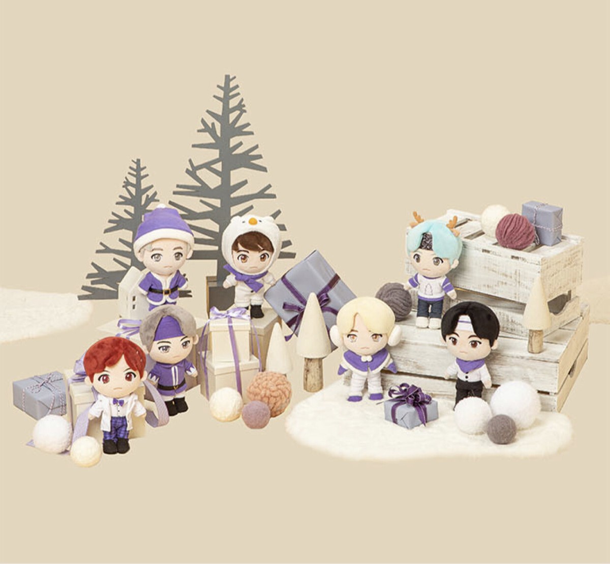 BTS POP-UP: TinyTAN Winter Plush Toys & Snowballs Purple