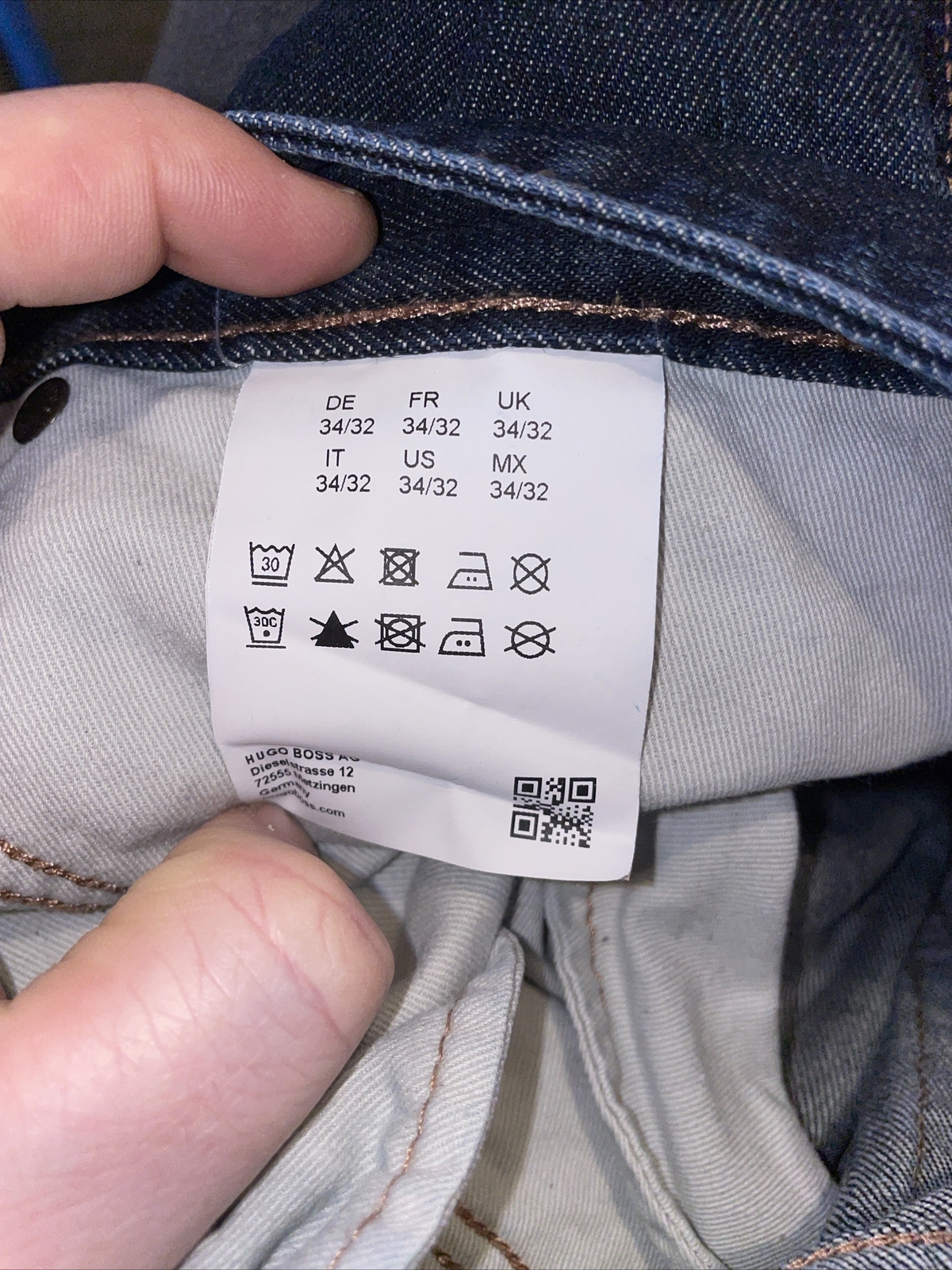 Hugo Boss Mens Jeans 34x32 Blue Delaware 3 Regular Straight Dark Wash