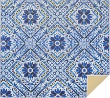 Kitchen Microfiber Dish Drying Mat 16"x18" BLUE FLOWERS IN DIAMONDS, HL