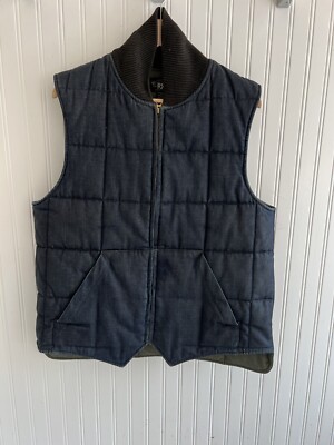 RRL Double RL Ralph Lauren Blue DENIM Quilted Down Padded Vest
