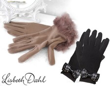 Lisbeth Dahl Damen Handschuhe,2 Modelle,Schwarz & Braun,Fleece,Fellimitat,Winter