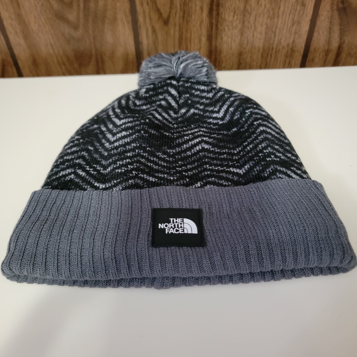 The North Face Women\'s Black & Vanadis Gray Chevron Pom Beanie Size One Size The North Face Women\ main image 3
