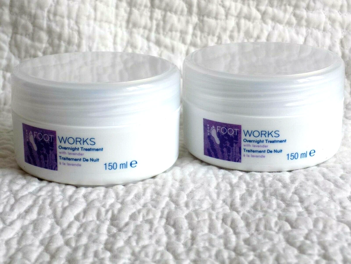 AVON 2 x FOOTWORKS OVERNIGHT FOOT TREATMENT CREAMS WITH LAVENDER 150ml each