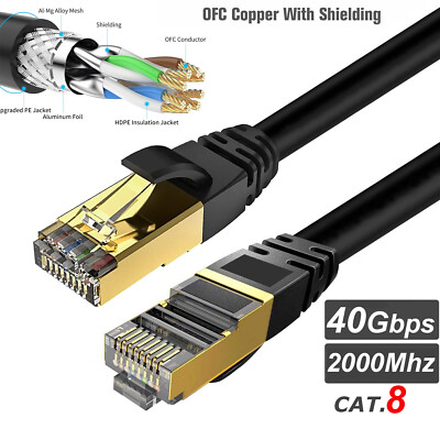 Premium Ethernet Cable CAT 8 Ultra High Speed LAN Patch RJ45 Cord 3ft - 50ft Lot