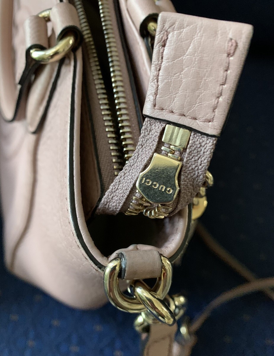 GUCCI $1590 WOMENS SOHO LIGHT PINK LEATHER GG CROSSBODY PURSE TOTE