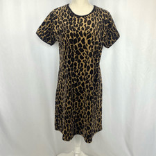 Vintage Carole Little Leopard Print Mini Dress Women’s L Velveteen Velour Brown