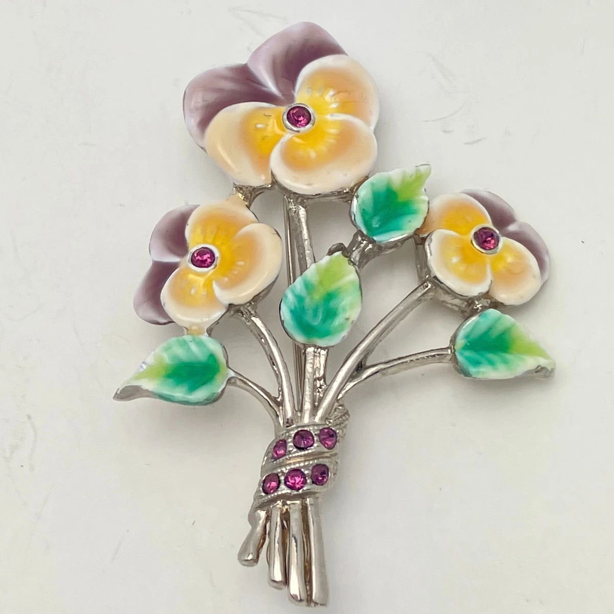 Vintage monet flower brooch sale