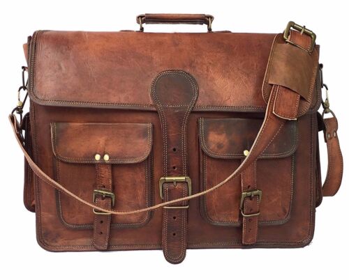 Bag Laptop Large Mens Leather Brown Satchel Cross body Sling Messenger Shoulder - Picture 1 of 4