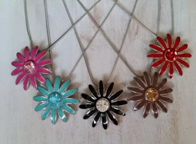 Schlangenkette Blumen Anhänger silberfarben 3 cm Farbwahl BK 19 - Bild 1 von 4