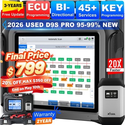 2026 XTOOL D9S PRO ECU Key Programming Tool Bidirectional OBD2 Scanner 45+ Reset