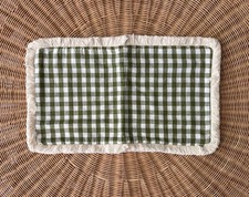 Serena  Lily Petite Gingham Pillow Cover SAMPLE/NO TAGS  12  x21  -Grove Green