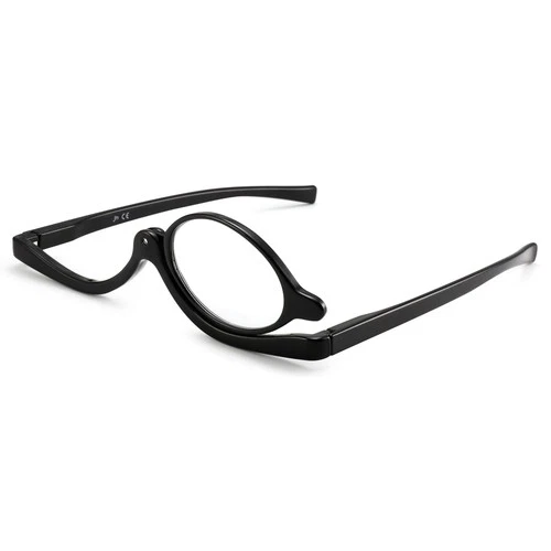 Reading Glasses Magnifying Flip Down Cosmetic Readers – Black +1.25