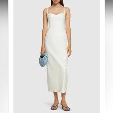 Reformation white Stormi Stretch Cotton Poplin Midi Dress 8