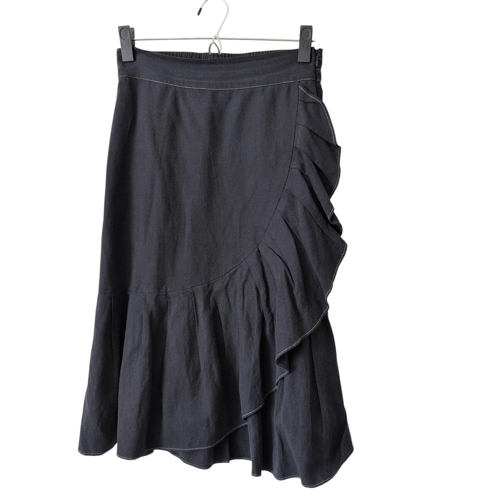 Margaret O’Leary San Francisco Womens Skirt XS Black Ruffle Midi Whimsey Boho