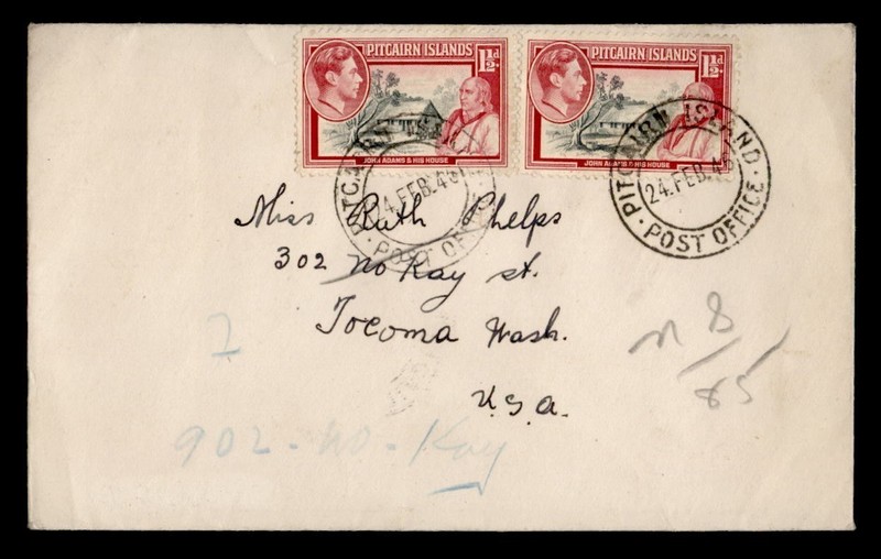 DR WHO 1946 PITCAIRN ISLANDS TO USA R75718