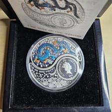 2012 Fiji Silver Proof $1 Coin Year Of The Dragon Yin Yang Box COA Finland