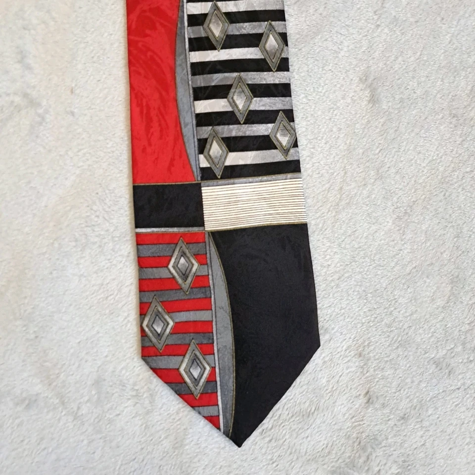 Pierre Balmain Париж мужской 100% шелк галстук платье костюм бизнес роскошь красный черный  - Изображение 2 из 4